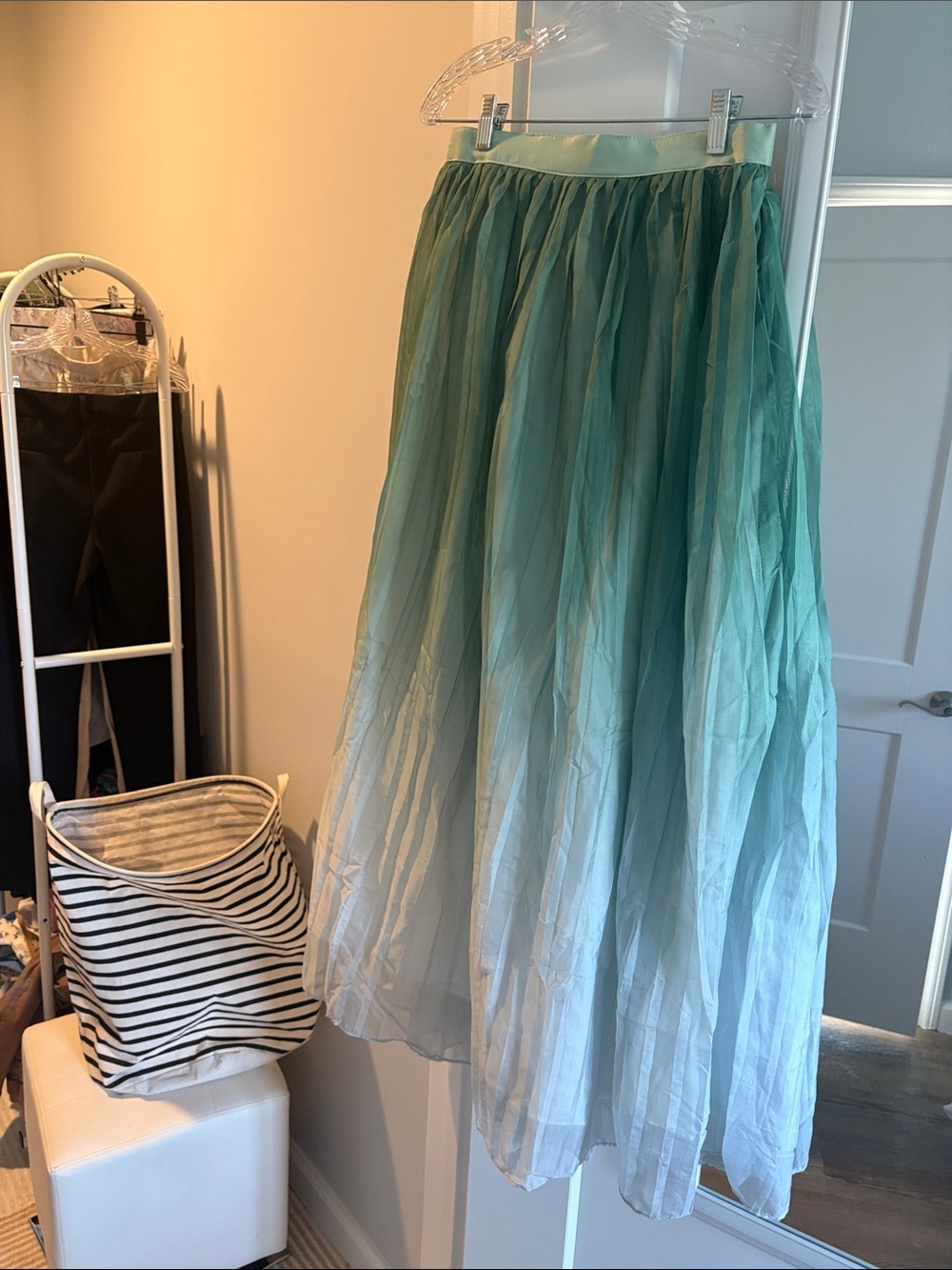 Teal to Light Blue Ombre Maxi Skirt